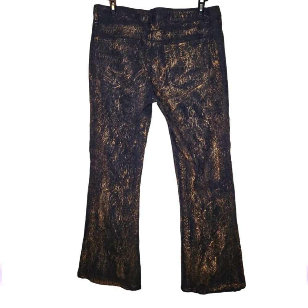Boston Proper Jeans Wear Textured Black Gold Stretch Flare Leg Jeans Size 14 - Picture 2 of 10